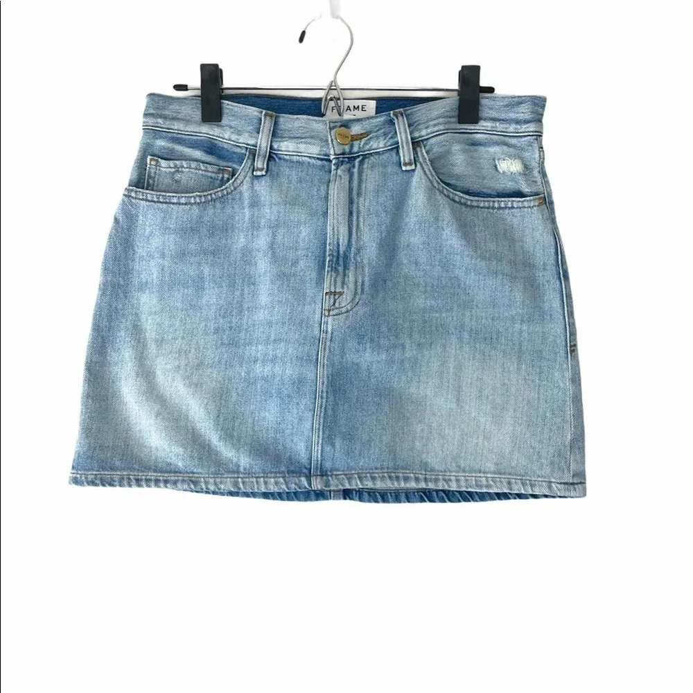 Frame Le Mini Ryde Wash Distressed Denim Skirt - Picture 5 of 15